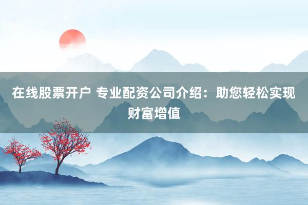 在线股票开户 专业配资公司介绍：助您轻松实现财富增值