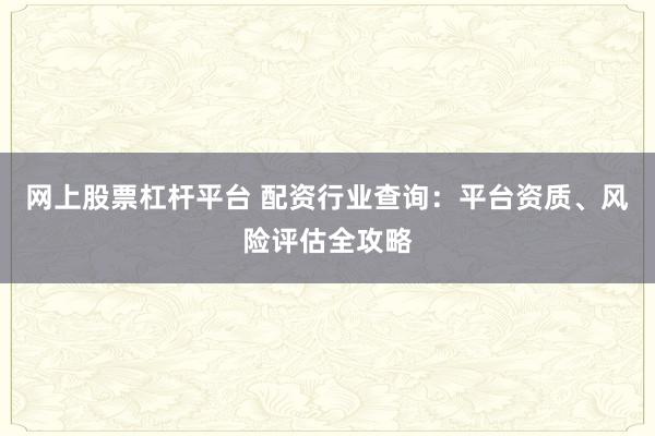 网上股票杠杆平台 配资行业查询：平台资质、风险评估全攻略