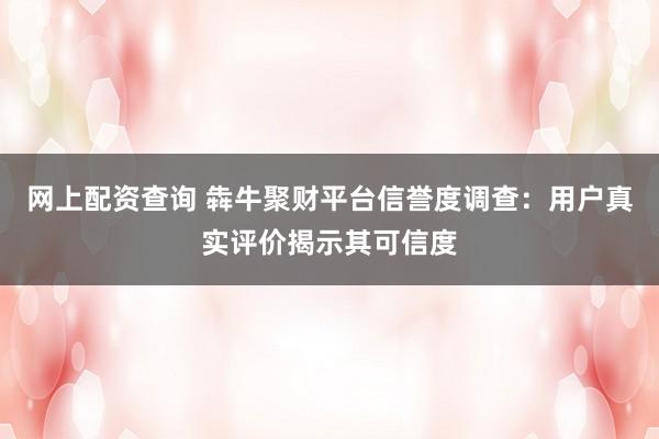 网上配资查询 犇牛聚财平台信誉度调查：用户真实评价揭示其可信度