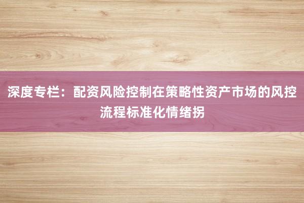 深度专栏：配资风险控制在策略性资产市场的风控流程标准化情绪拐