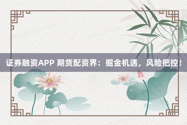 证券融资APP 期货配资界：掘金机遇，风险把控！